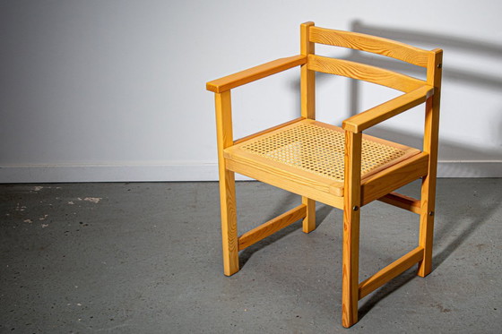 Image 1 of Sillón de pino y caña fabricado en Bélgica Circa. 1980