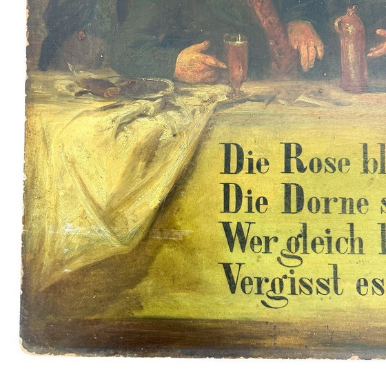 Image 1 of Antikes deutsch-französisches Café-Gemälde – Die Rose blüht