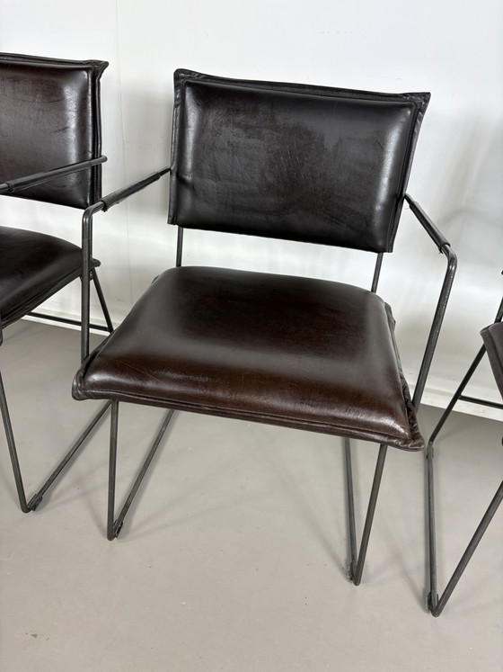4 NovaStyl Collection Brown Leather Dining Chairs – Metal (photo 5 of 15)