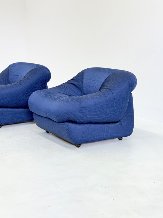 Image 1 of Modular Sofa / Armchairs Space Age Set in Blue by Airborne