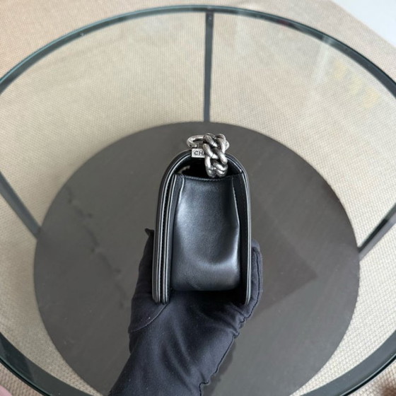 Image 1 of Chanel Boy Small - Small Galuchat Stingray Black Ruthenium Silver Hardware Series 18