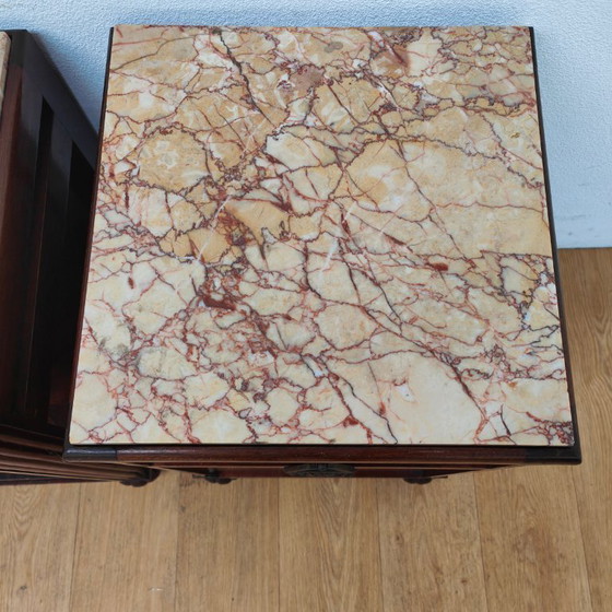 Image 1 of Set di comodini Art Déco vintage con piano in marmo