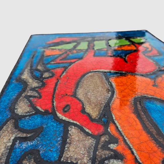 Image 1 of Ruscha Wandbild Keramik Wandkeramik Pferde Wandplatte Wandfliese Vintage 60er Midcentury Fat Lava Selten