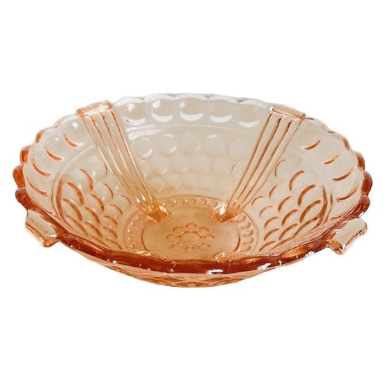Image 1 of Art deco fruitschaal rosaline roze glas 1930's