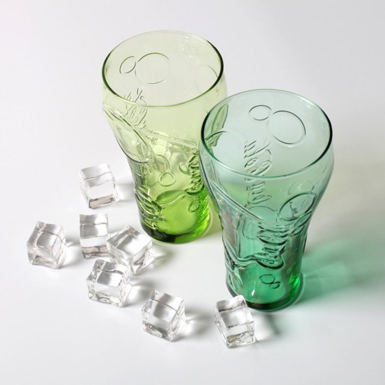 Image 1 of Set van 2 vintage Luminarc Coca-Cola glazen / Groen en limoengroen McDonald's