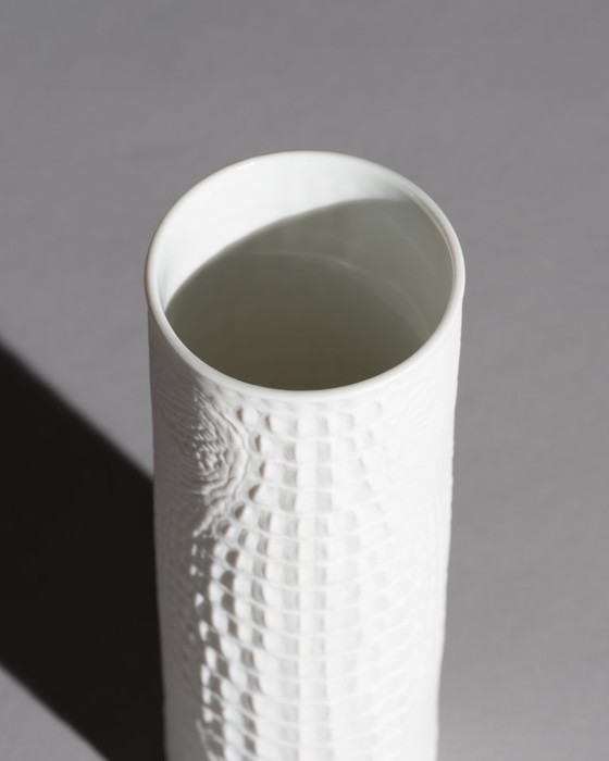 Image 1 of AK Kaiser Biscuit Porcelain Reptile Crocodile Vase Trio Manfred Frey Germany 70s