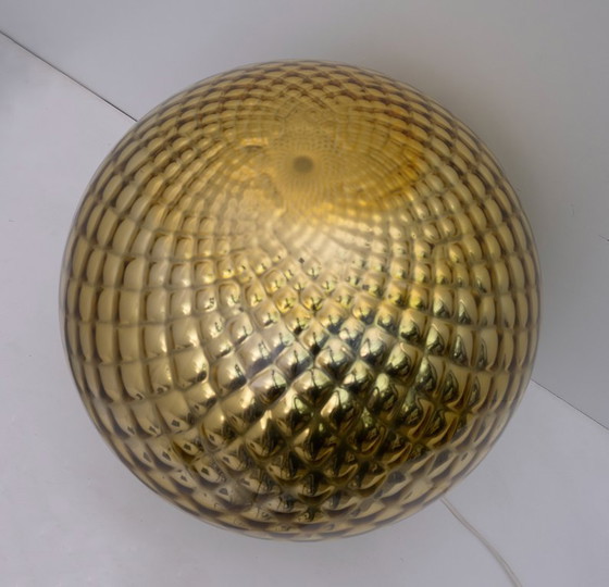 Image 1 of Lampe de table "Diamont Sphere" en verre de Murano doré, Italie, moderne du Mid Century, années 1970