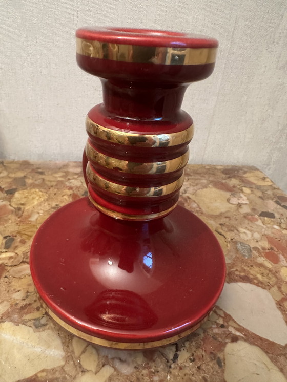 Image 1 of Bougeoir debut années 50 en céramique St-Clement Bordeaux Rehaussé d’ Or