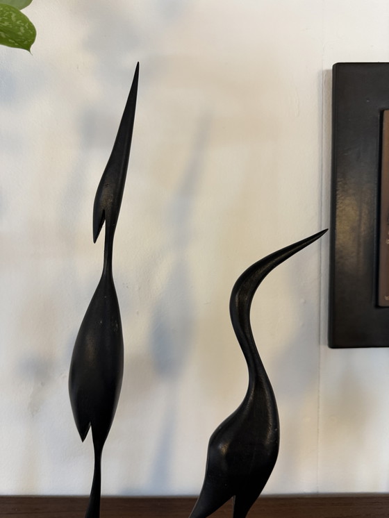 Image 1 of Set Van 2 Vintage Kraanvogels Op Statief ‘60