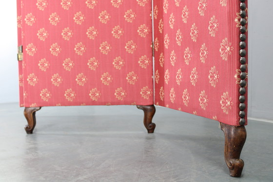 Image 1 of Antiker Paravan mit Stoff, Tschechoslowakei