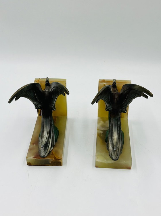 Art Deco Onyx Birds of Paradise Bookends – Decorative Objects, Marble, Metal (photo 12 of 14)