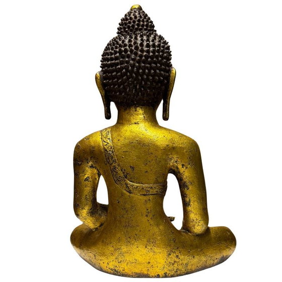 Antico Buddha Cinese in Ghisa Dorata – XVIII/XIX Secolo – Bhumisparsha Mudra – Fusione di Qualità Museale (photo 6 of 10)