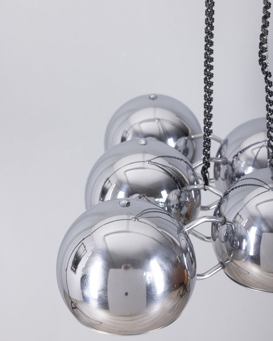 Image 1 of Lustre vintage des années 70 en métal chromé design Goffredo Reggiani
