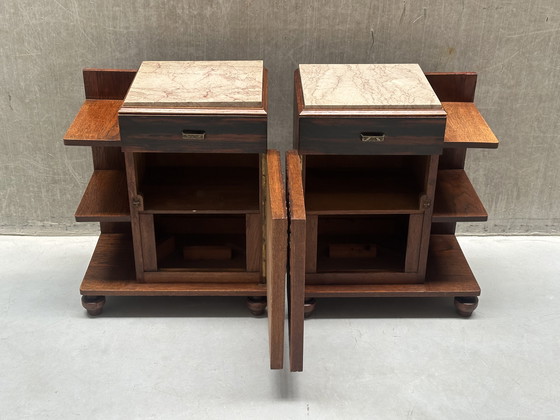 Image 1 of Set aus 2 Nachttischen im Art-Deco-/Jugendstil