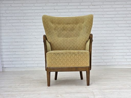 1960er Jahre Dänischer Sessel von Slagelse Møbelværk, Modell 157, Velours