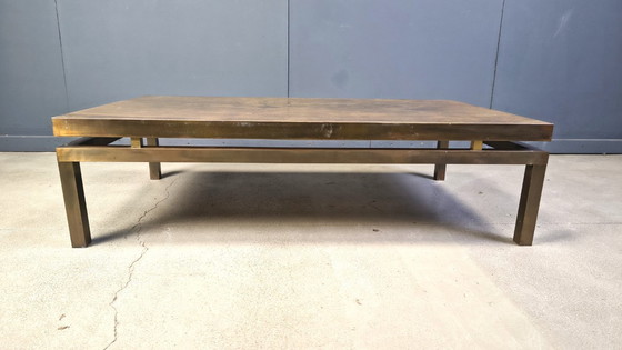 Image 1 of Vintage etched brass coffee table signed by Willy Daro, 1970s