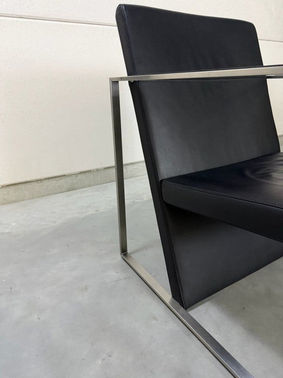 Fauteuils Arco Spine - Cuir Noir Et Acier – polished steel, Leather (photo 8 of 11)