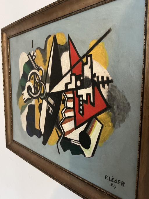 Dipinto geometrico astratto – firmato – olio su tavola con cornice vintage