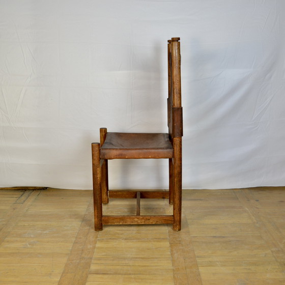 Image 1 of 8x Vintage Leather Dining Chairs 1970s