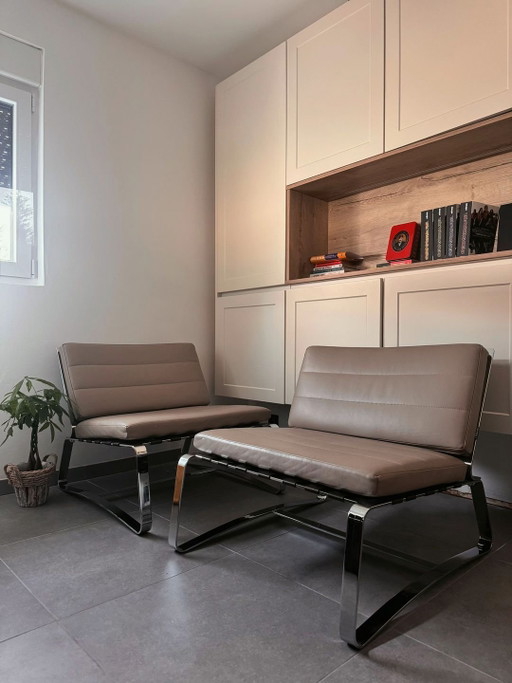 2x Fauteuils de salon matelassés Minotti Delaunay