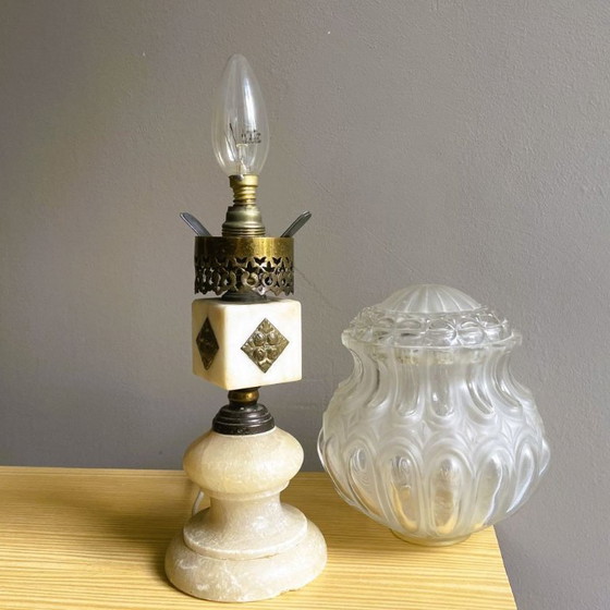 Lampe de table portugaise en marbre de style Art déco, années 1960 – Glass, Marble (photo 5 of 10)