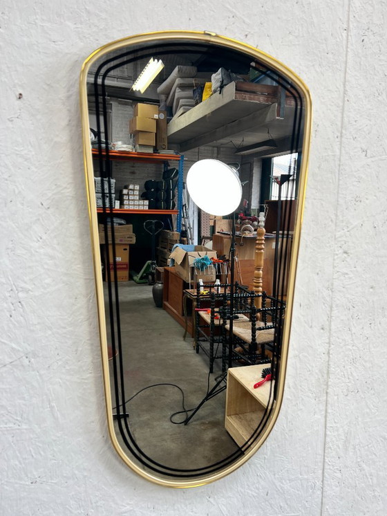 Image 1 of Specchio vintage con bordo dorato, anni '60