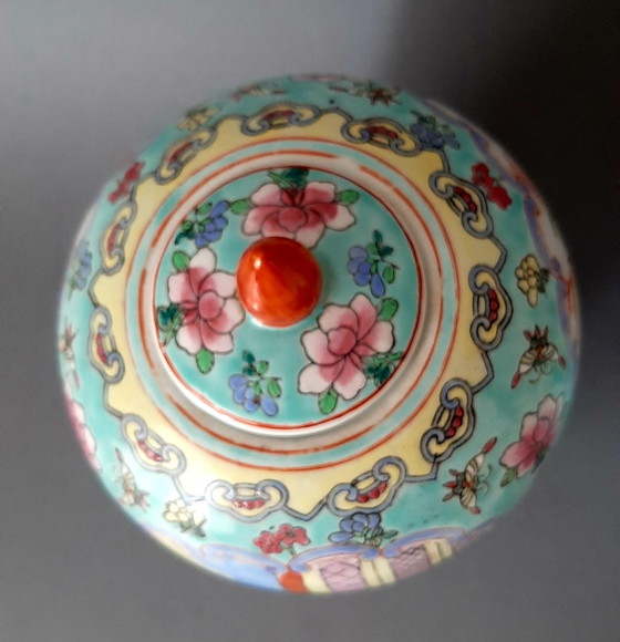 Image 1 of 2 Chinese Famille Rose lidded pots