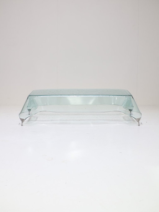 Glass handkerchief coffee table Italian 1980s