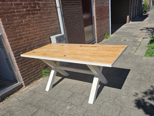 Exclusive Robust Dining Table | Solid Wood Top | Craftsmanship Appearance | 185 x 90 cm