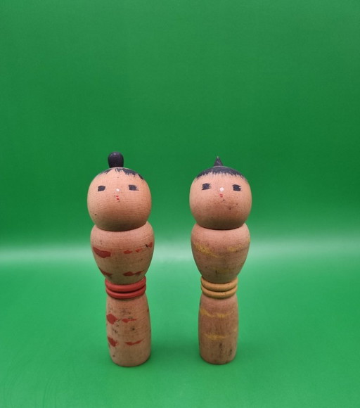 Vintage Sosaku Kokeshi Paartje Van Mamoru Izu