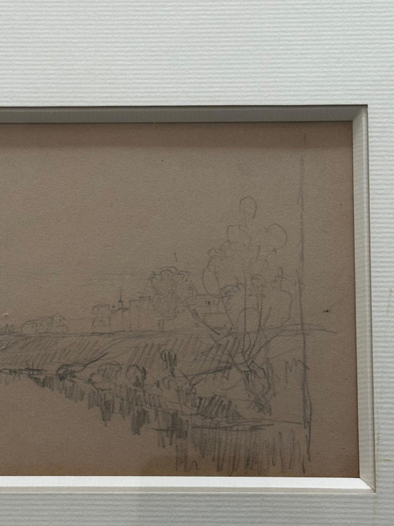 Stanislas Lépine (1835–1892) – Original pencil drawing on paper, landscape – Paintings & Drawings (photo 6 of 12)