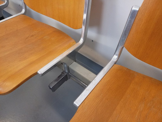 Image 1 of Suite Of 4 Benches Giancarlo Piretti For Castelli Vintage In Wood And Aluminum From The 70s