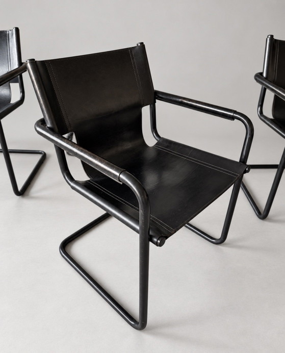 6 Vintage Mart Stam S34 — All Black — Black Leather – Dining chairs, Metal (photo 14 of 15)