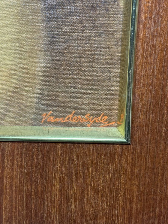 Image 1 of Portret van een jonge vrouw (Lolita) door Vandersyde. Gedrukt op canvas in een houten lijst, jaren 70.