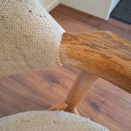 Image 1 of Sedia in corno di mucca con seduta e schienale in tessuto