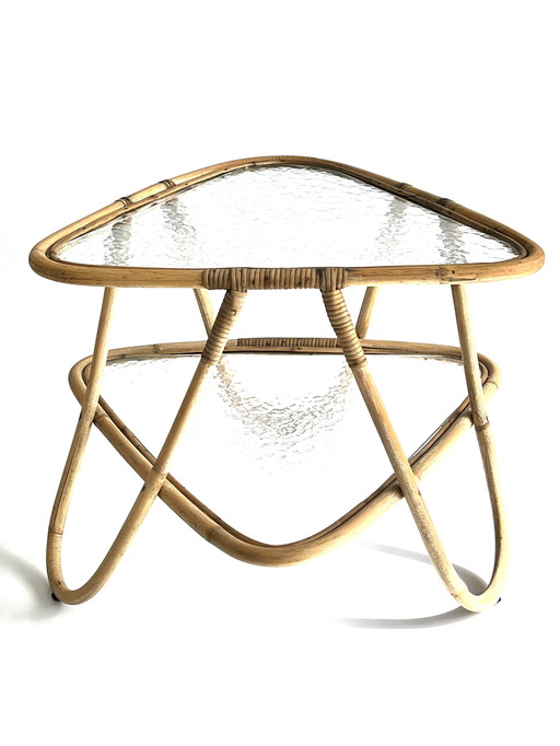 Vintage Rohé Noordwolde Rattan Side Table / Coffee Table