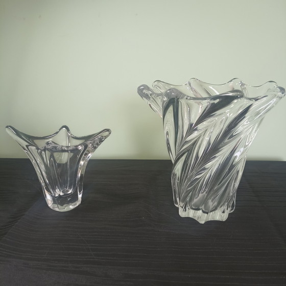 Set of 2 French Mid-Century Crystal Vases (Daum & Art Vannes) (photo 2 of 8)