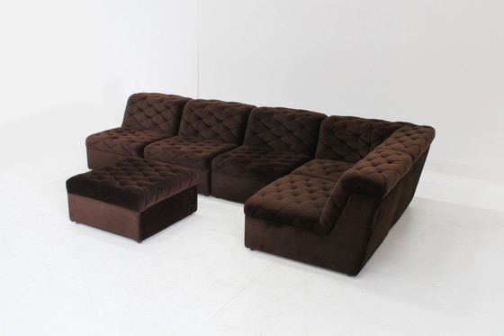 Image 1 of Vintage modular elements sofa velour brown 1970s