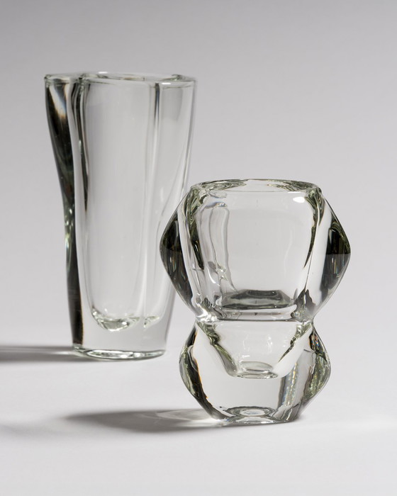 Image 1 of Paire de vases sculpturaux en verre tchèque par František Vízner pour Sklo Union, 1962