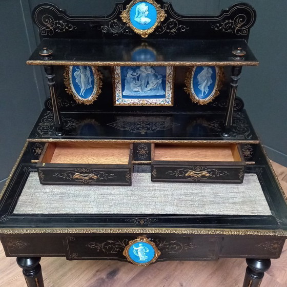 Image 1 of Bonheur du Jour en bois noirci ca.1840-1850
