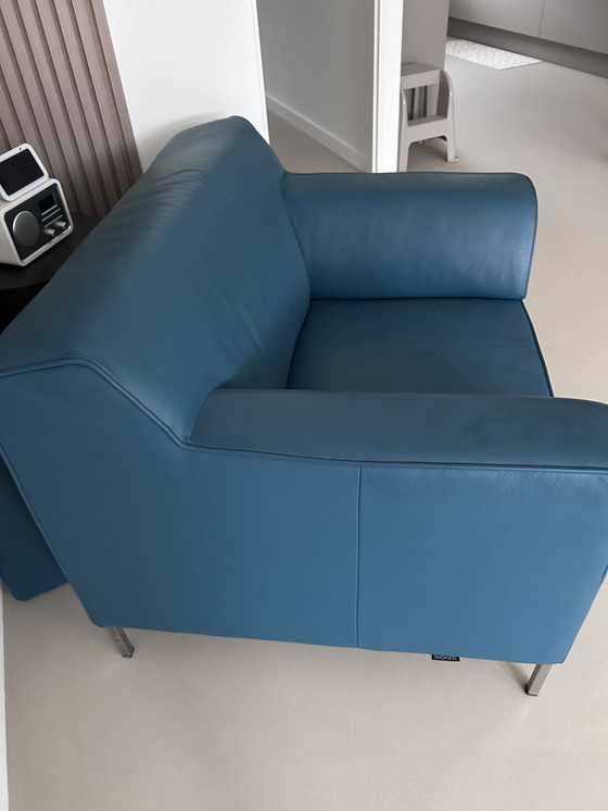 Image 1 of Fauteuil Montel en cuir bleu