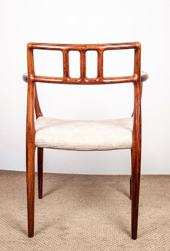 Image 1 of Fauteuil Danois en Palissandre et tissu, modèle 64 par Niels Otto Moller pour Moller’s Mobelfabrik 1960.
