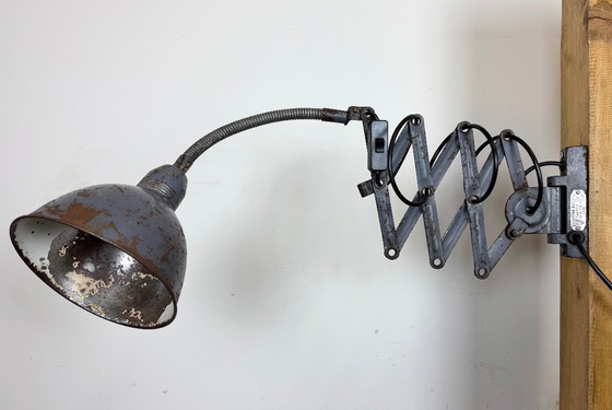 Image 1 of Grey Industrial Scissor Wall Lamp from Elektroinstala, 1960s