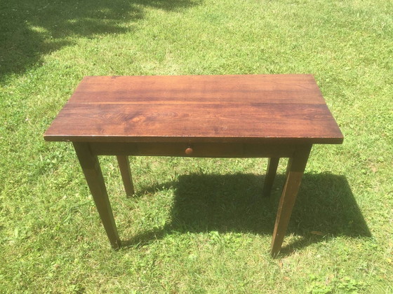 Bijzettafel met lade in eikenhout – Consoles, Vintage (photo 12 of 12)