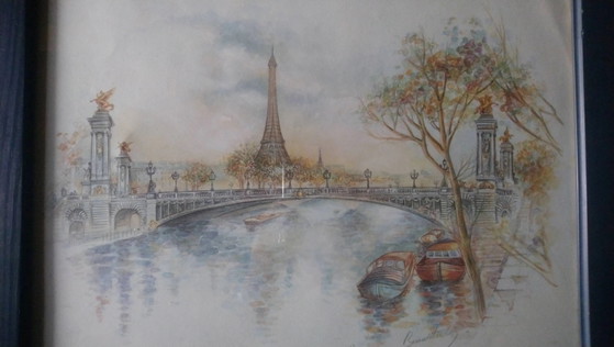 Paris watercolor print "Bernadette Voz" – Wall decoration, Paper, Glass (photo 12 of 17)