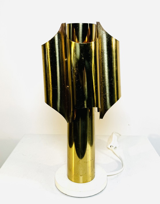 Image 1 of TYPE 742 BRASGEKLEURDE 'ORGUE' TAFELLAMP, MOGELIJK MAISON CHARLES, FRANKRIJK, jaren 1960