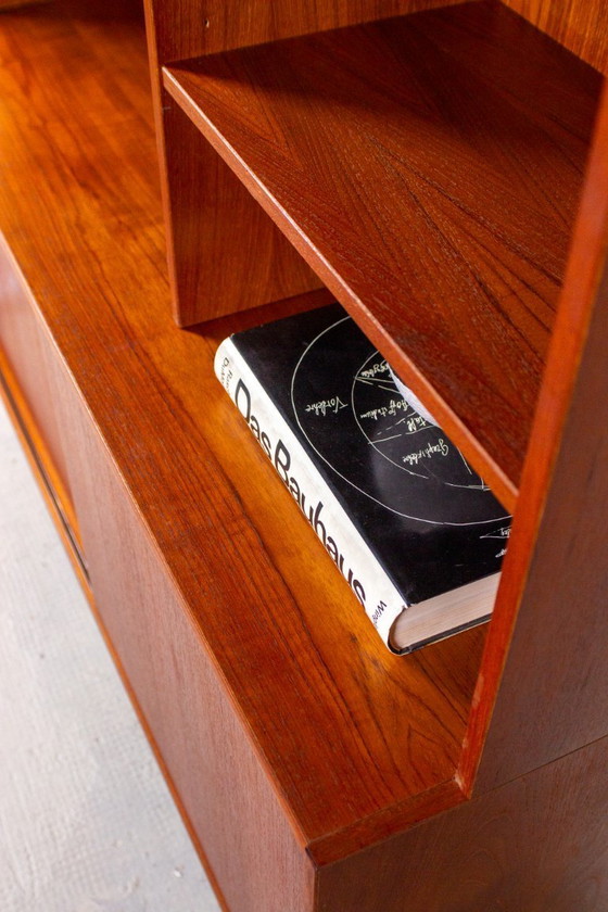 Image 1 of Vintage teakhouten hoge boekenkast, dressoir, ladekast, midden 20e eeuw