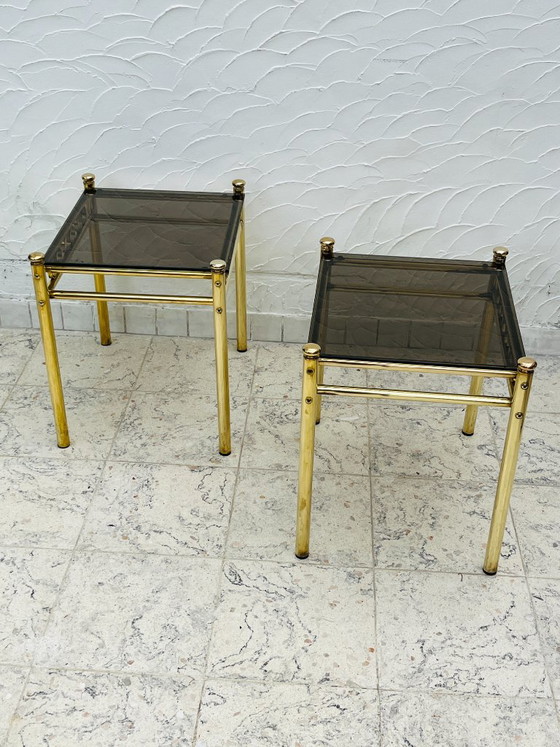 Pair of Belgo Chrome Side tables, Belgochrom, Brass, Gold (photo 12 of 14)