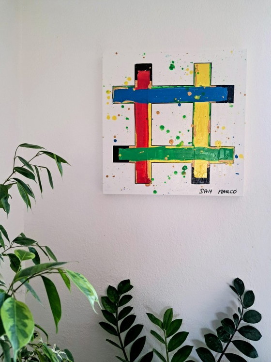 Enzo SAN MARCO - Ordo Ab Chao 2 - Artist's Painting, Paintings & Drawings, Canvas, Red, Abstract (photo 4 of 14)
