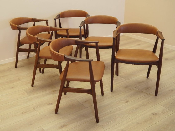 Image 1 of Set van zes teakhouten stoelen, Deens design, jaren 70, gemaakt in Denemarken.